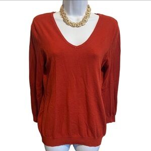 Love Ellie Burnt Orange Cross Back V Neck Sweater 
Size Medium